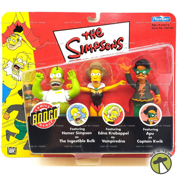 The Simpsons Bongo Comics Costumed Superheroes Homer Edna & Apu 2002