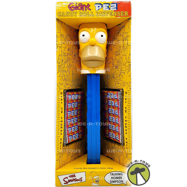 The Simpsons TALKING HOMER SIMPSON Giant PEZ Candy Roll Dispenser 2002 NRFP