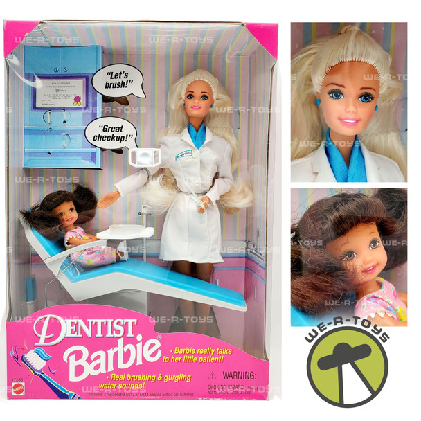 Dentist Barbie Doll Set Blonde with Brunette Patient 1997 Mattel 17255