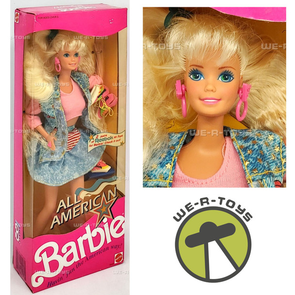 All American Barbie Doll Reebok Edition 1990 Mattel 9423 NRFB