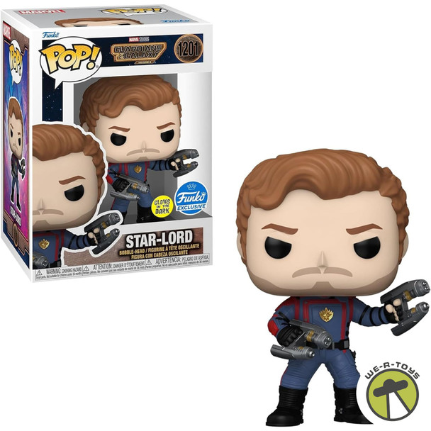 Funko Pop! Marvel: GOTG3 Star-Lord Bobblehead Glow in The Dark Exclusive Figure