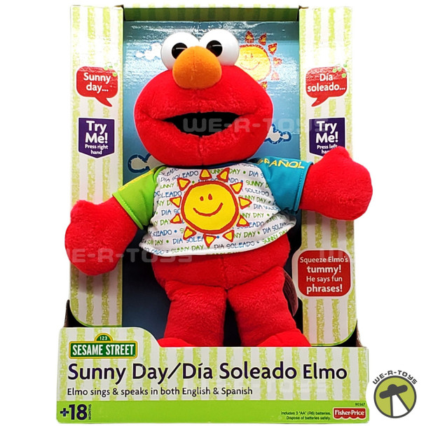 Sesame Street Sunny Day/Dia Soleado Elmo 14" Doll Sings in English & Spanish