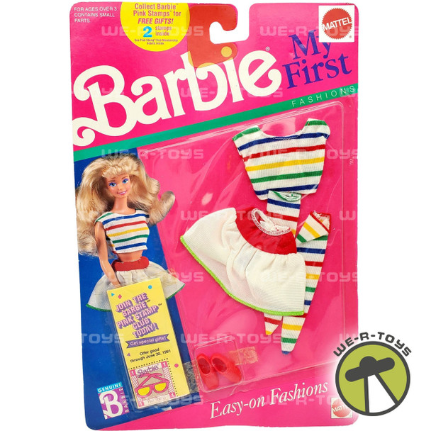 Barbie My First Fashions Easy-On Rainbow Stripe Outfit & Shoes Mattel 1989 NRFP
