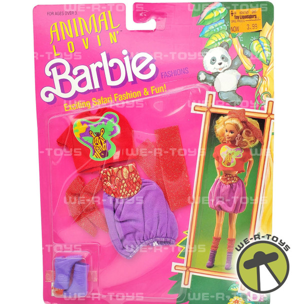 Barbie Animal Lovin' Barbie Fashions Red and Purple with Zebra Graphic Set 1988 NRFP