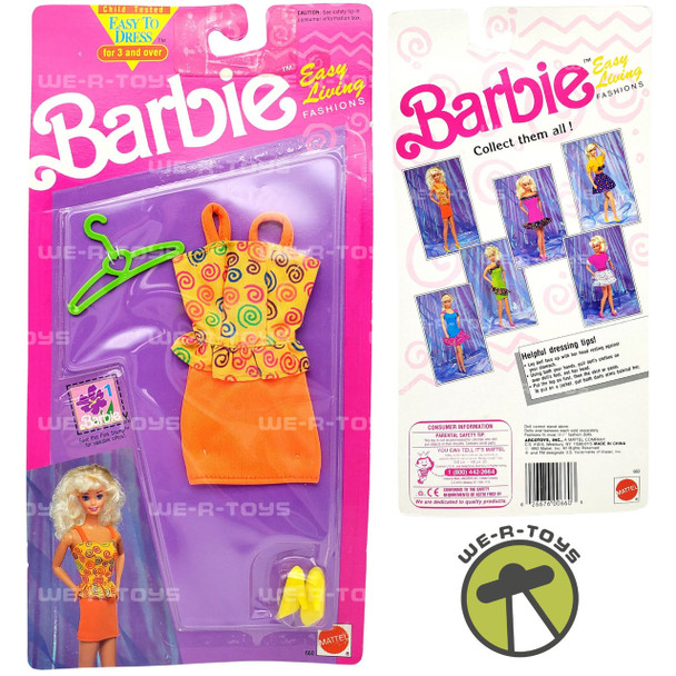 Barbie Easy Living Fashions Orange and Yellow Dress with Swirls Mattel 1992 NRFP
