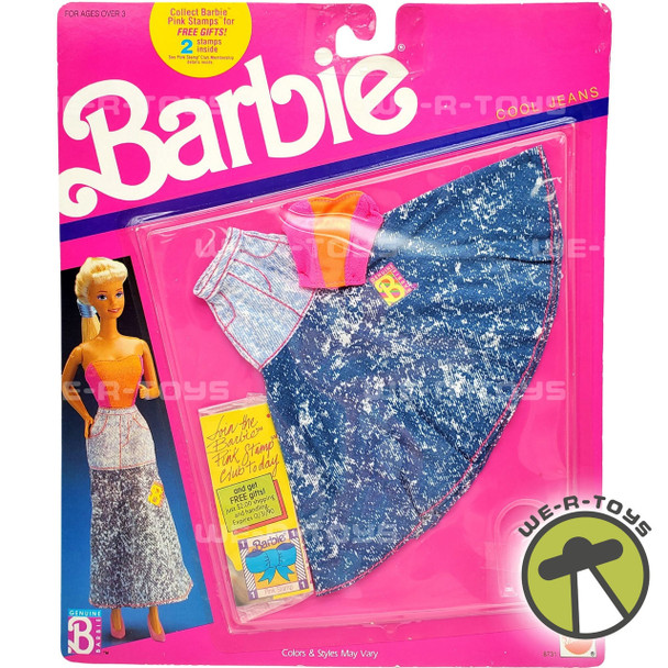 Barbie Cool Jeans Denim Skirt with Colorful Sleeveless Top Fashion Set Mattel NRFP