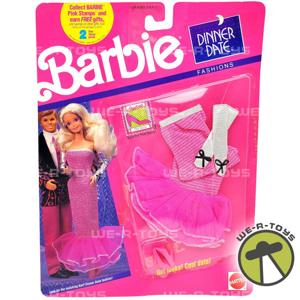 Barbie Dinner Date Fashion Set Pink and Silver Dress with Gloves & Shoes NRFP