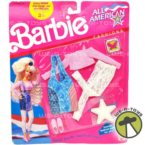 Barbie All American Acid Wash Over Skirt & Pink Crop Top 1990 Mattel NRFP