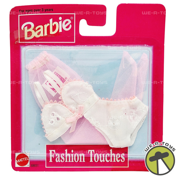 Barbie Fashion Touches White Pink Lingerie 1998 Mattel No. 68651 NRFP