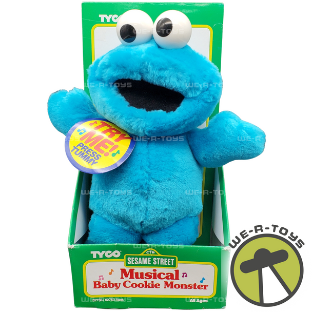 Sesame Street Musical Baby Cookie Monster 8" Plush 1996 Tyco 62756 NRFP