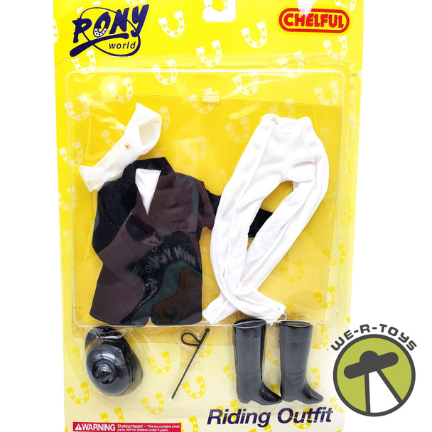 Pony World Black and White Riding outfit with Helmet and Shoes by Chelful NRFP