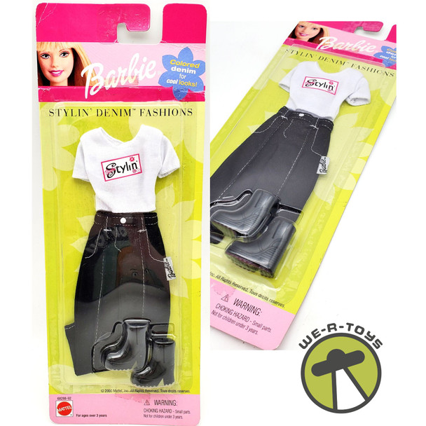 Barbie Stylin' Denim Fashions Black Denim Pants, White Shirt, Boots Mattel NRFP