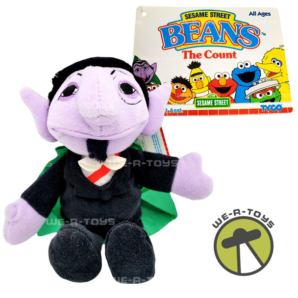 Sesame Street Beans The Count Plush 30 Year Anniversary Tyco 1997 NWT