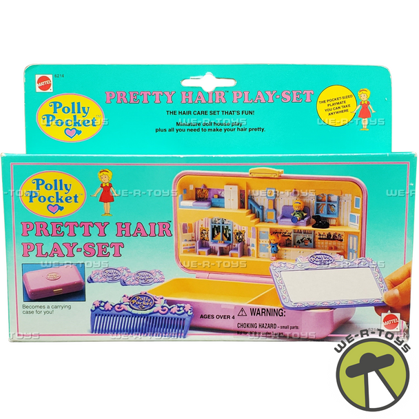 Polly Pocket Pretty Hair Play Set with Polly, Tina, & Dog 1990 Mattel 6214 NRFB