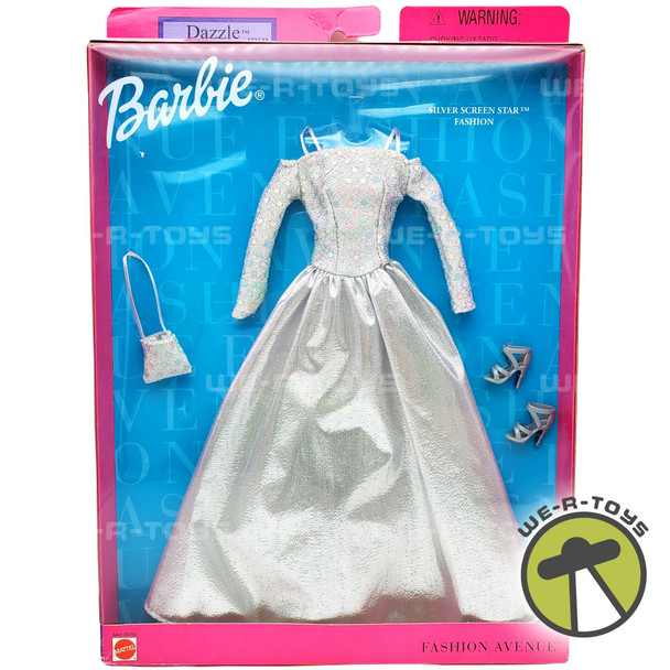Barbie Fashion Avenue Silver Screen Metallic Sequin Dress 2001 Mattel NRFB