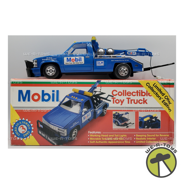 1995 Mobil Collectible 1:24 Scale Toy Tow Truck Lights & Sounds NEW