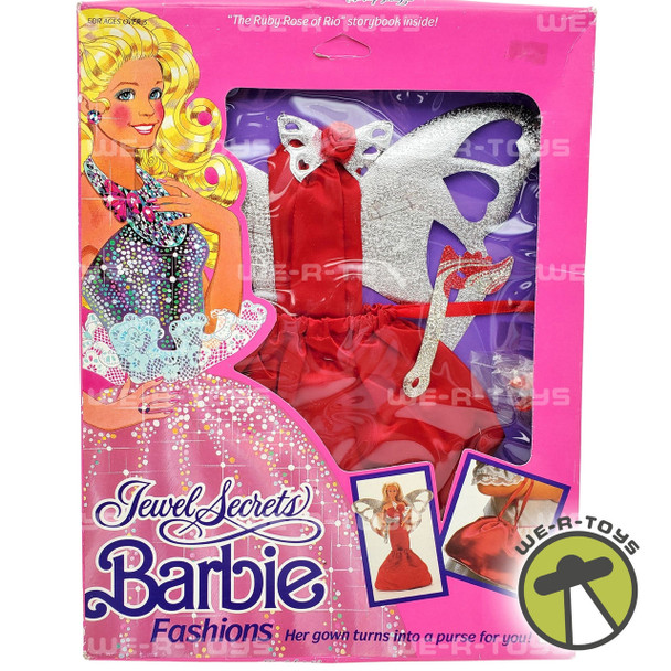 Barbie Jewel Secrets Fashions Red Butterfly Gown to Purse Mattel 1986 NRFP