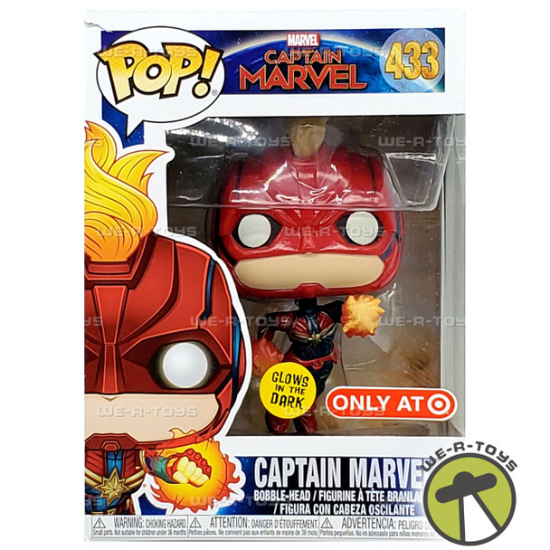 Marvel Funko POP! Marvel Captain Marvel Glow in the Dark Vinyl Bobble-Head Figure