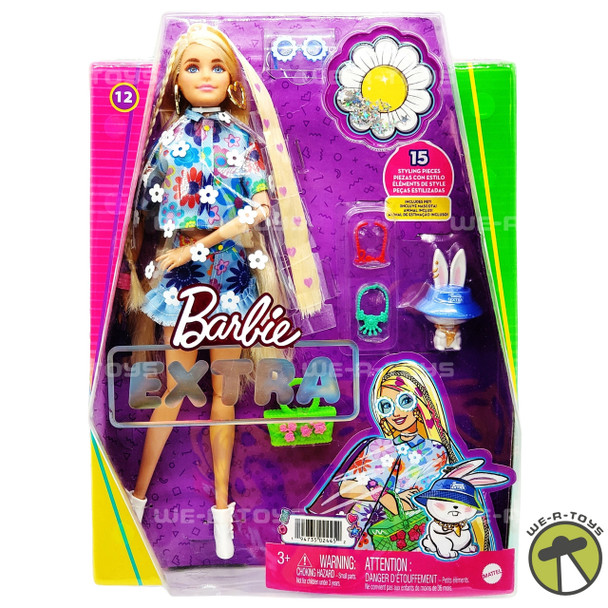 Barbie Extra Fashion Doll with 15 Styling Pieces and Bunny 2021 Mattel NRFB (2)