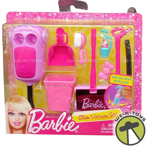 Barbie Glam Vacuum Set Cleaning Supplies for Glam House 2012 Mattel X7934 NRFB