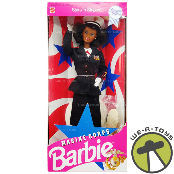 Stars 'n Stripes Marine Corps Barbie Doll African American 7594 Mattel 1991 NEW