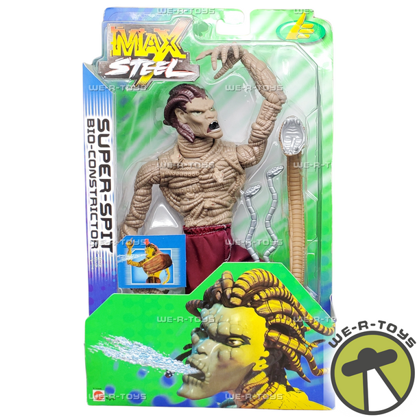 Max Steel Super-Spit Bio-Constrictor 12" Figure Water Toy 2002 Mattel NRFP