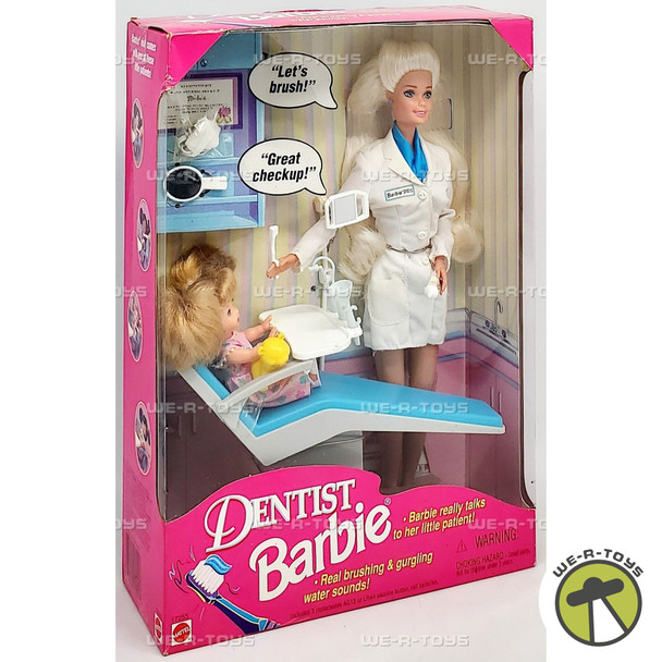 Dentist Barbie And Blonde Patient Doll Set With Dental Chair 1997 Mattel 17255