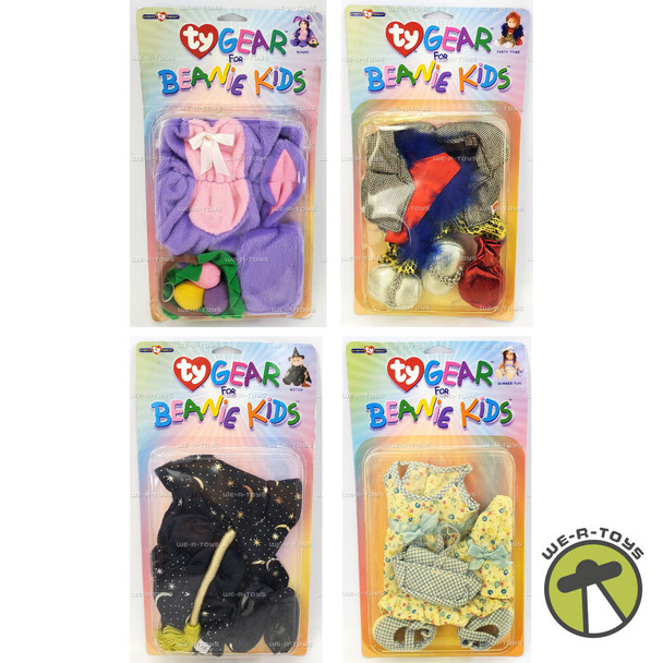 Lot of 4 TY Gear For Beanie Kids Outfits Summer Fun, Witch, Bunny & Party Tyme