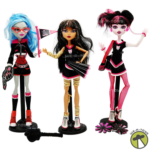 Monster High Fearleading Cleo de Nile Draculaura Ghoulia Yelps Dolls USED