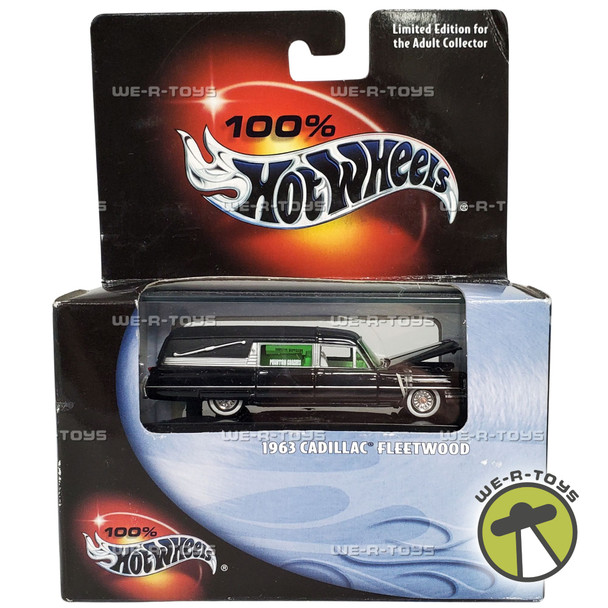 100% Hot Wheels 1963 Cadillac Fleetwood Black Vehicle LE 2000 Mattel NRFB