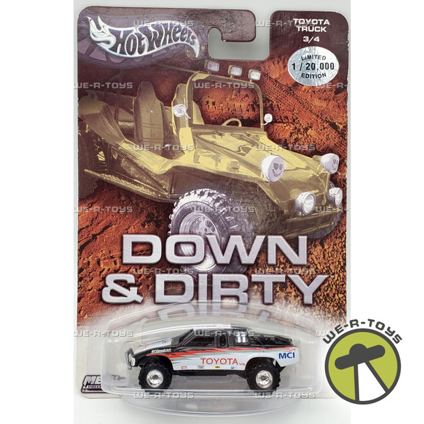 Hot Wheels Down & Dirty Toyota Truck 3/4 Black & White Vehicle LE Mattel NRFP