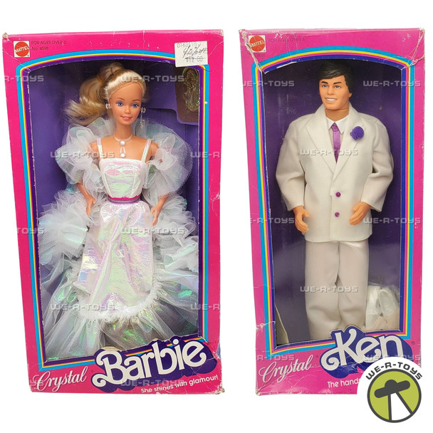 Barbie Crystal Barbie & Ken Dolls Lot of 2 Mattel 1983 NRFB