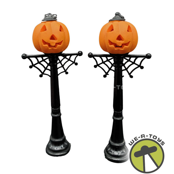 Department 56 Halloween Village Accessories Pumpkin Street Lamps Set of 2