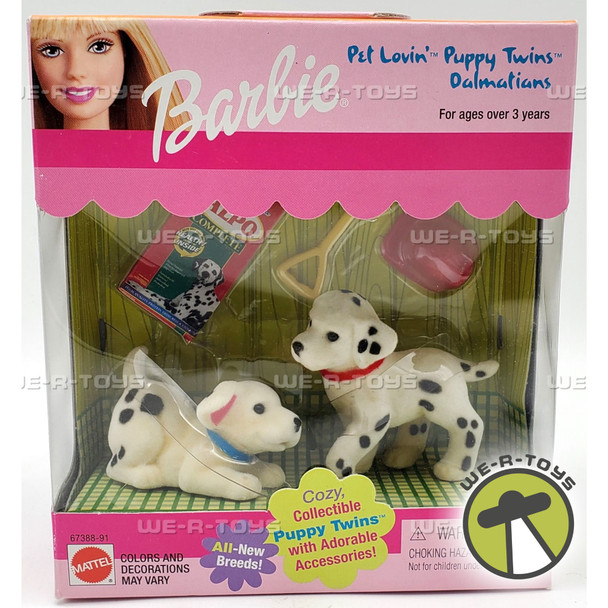 Barbie Pet Lovin' Puppy Twins Dalmatians Figures 2000 Mattel #67388-91NRFB