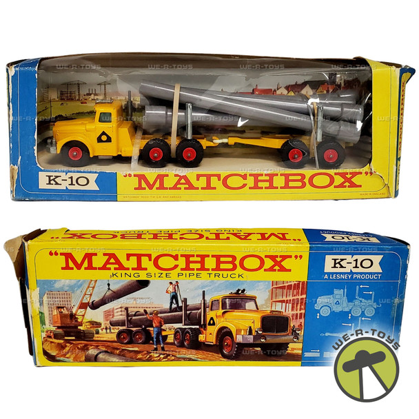 Matchbox Vintage K10 King Size Pipe Truck W/ Original Box 1967 Lesney NRFP