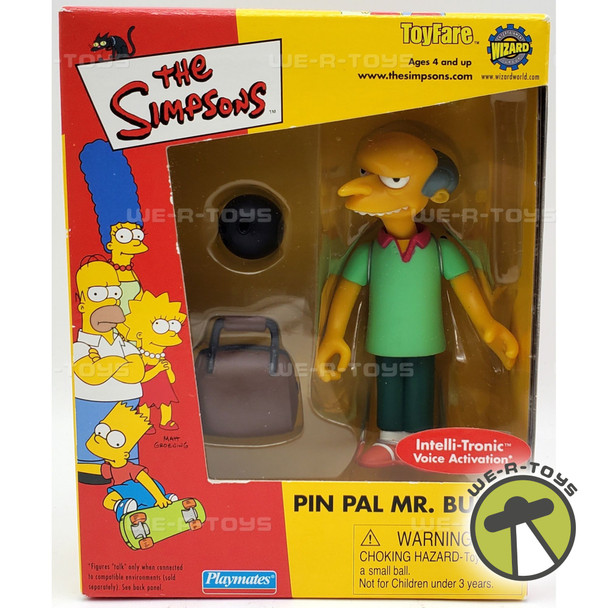 The Simpsons Pin Pal Mr. Burns Action Figure Toyfare 2001 Playmates NRFB