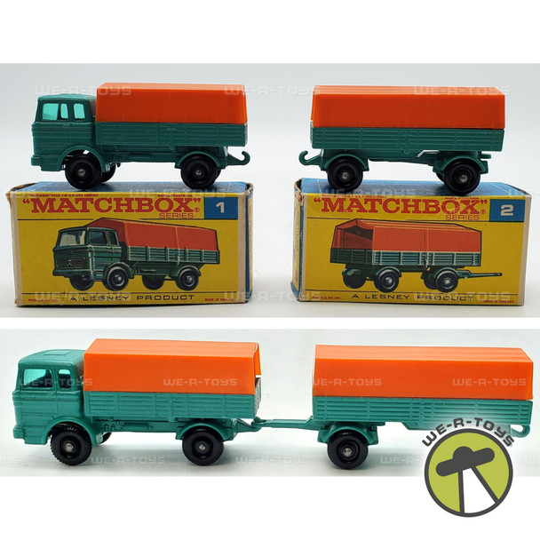 Matchbox Vintage Mercedes Truck & Trailer Lot of 2 w/ Original Boxes Lesney New