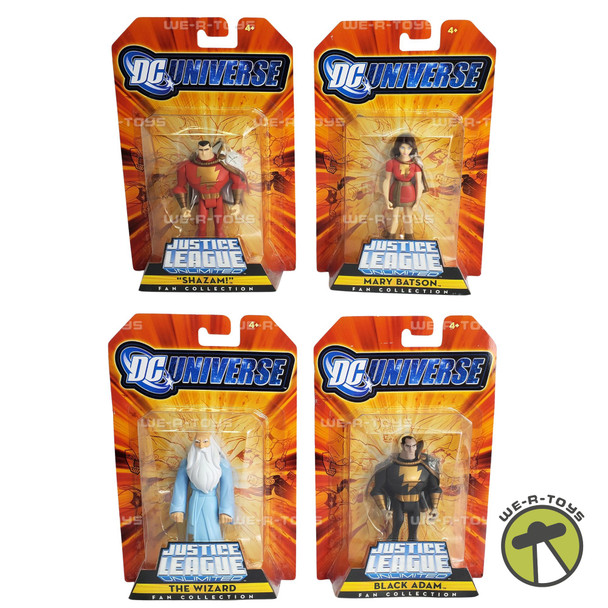 DC Universe JLU Shazam, Mary Batson, Black Adam & Wizard Figures Mattel NRFB