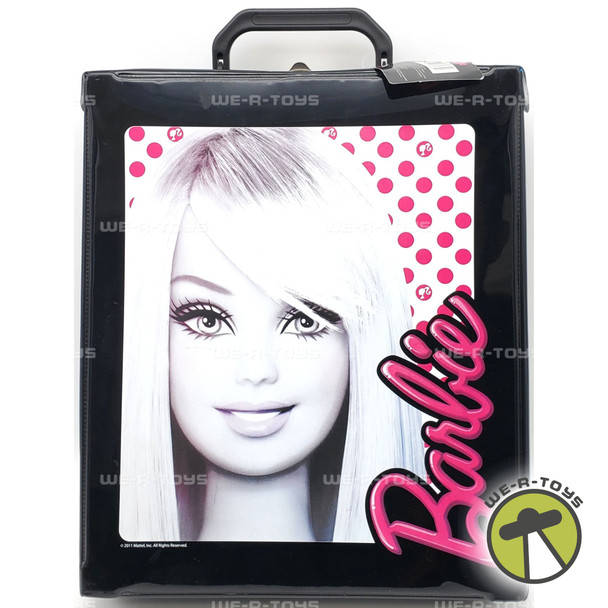 Barbie Doll Fashion Carrying Case Wardrobe Closet Pink & Black 2011 Mattel New