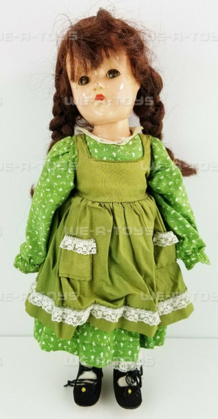 Effanbee Vintage 1940s Composition Doll 18" with Sleep Eyes & Green Dress USED