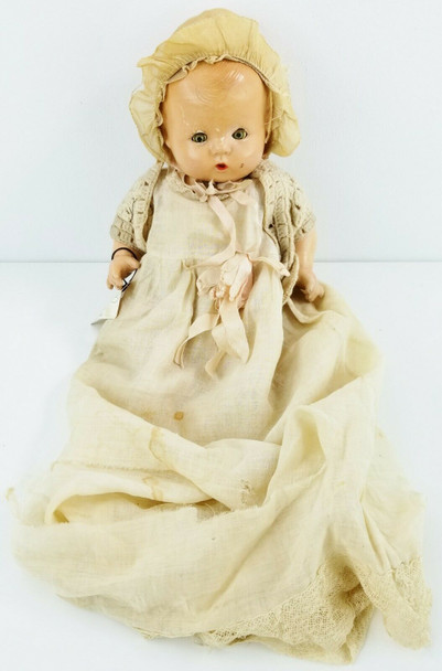 Antique Composition Baby Doll 1930s Bent Leg GFM Marked with Sleep Eyes
