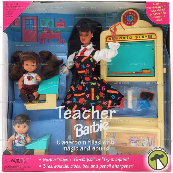 Teacher Barbie Doll Playset with Real Sounds and 2 Student 1995 Mattel 16210