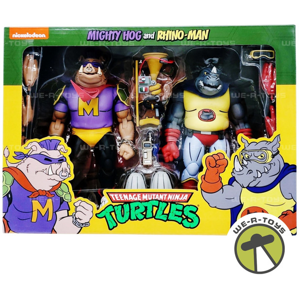 Teenage Mutant Ninja Turtles Mighty Hog and Rhino-Man Figures 2022 NECA