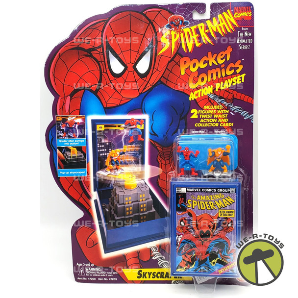 Marvel Spider-Man Pocket Comics Skyscraper Action Playset 1994 Toy Biz #47203