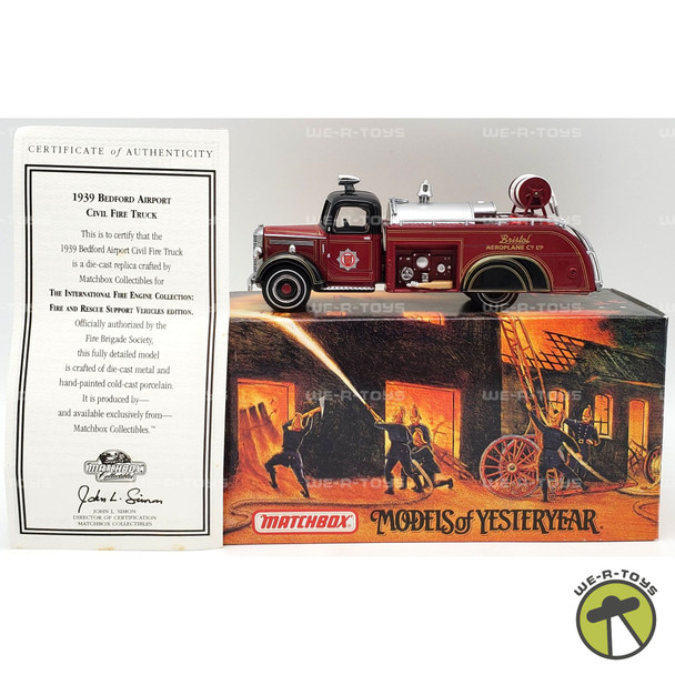 Matchbox Models of Yesteryear Fire Engine 1939 Bedford Airport Civil Fire Truck