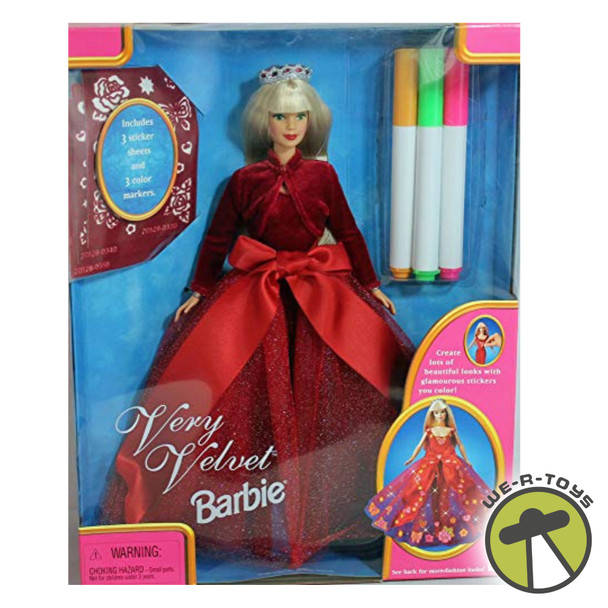 Very Velvet Barbie Doll 1998 Mattel 20528 With 3 Sticker Sheets and 3 Markers