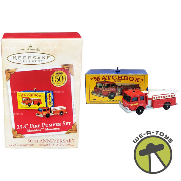 Matchbox Miniatures 29-C Fire Pumper Set 50th Anniversary Ornament Hallmark