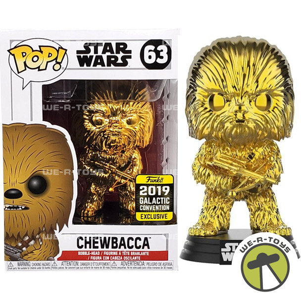 Funko Pop Star Wars 63 Chewbacca Bobble-Head Gold Galactic Convention Exclusive