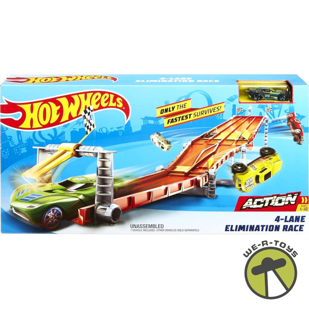 Hot Wheels Toy Car Track Set 4-Lane Elimination Race with Fair-Start Launcher