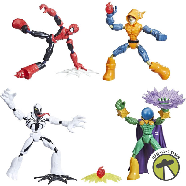 Marvel Spider-Man Bend and Flex Action Figure 4 Pack with Accessories Hasbro